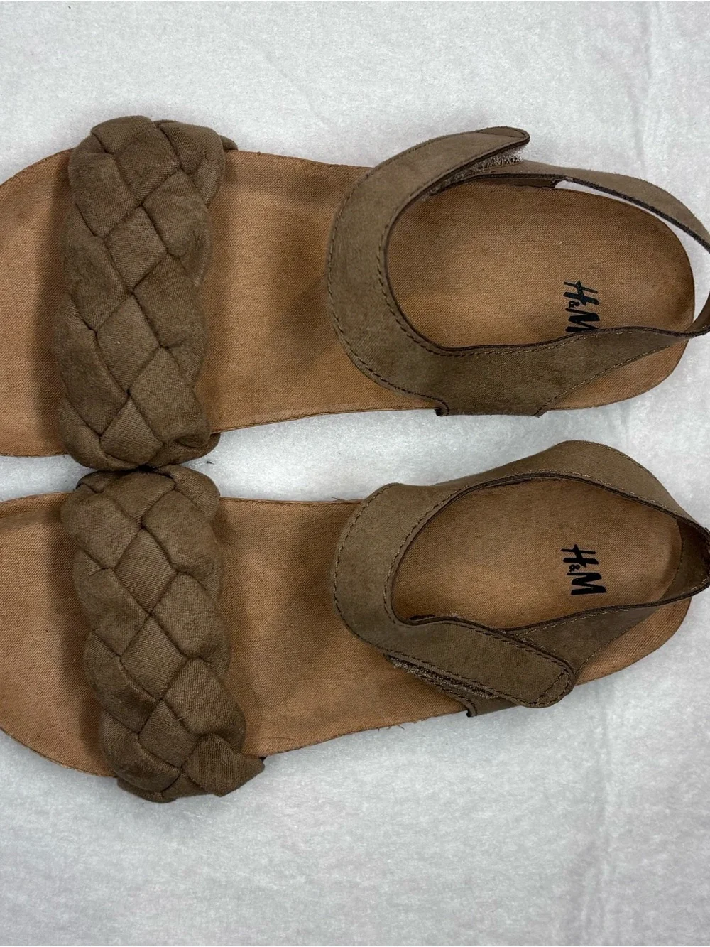 H&M Braided Brown Suede-Style Kids Sandals Size 13